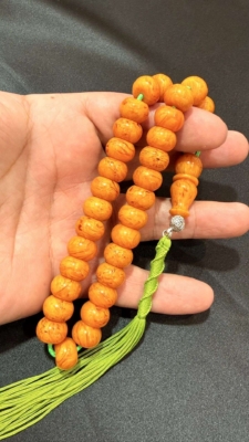تسبیح کهربا فول رگه بودار
