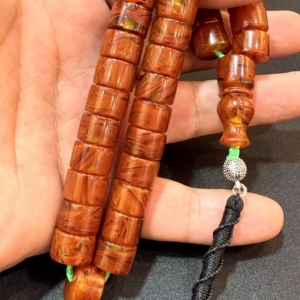 تسبیح کهربا فول رگه بودار