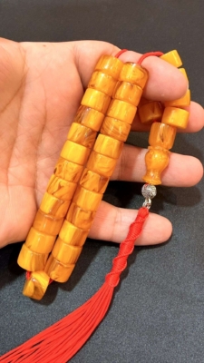 تسبیح کهربا فول رگه بودار